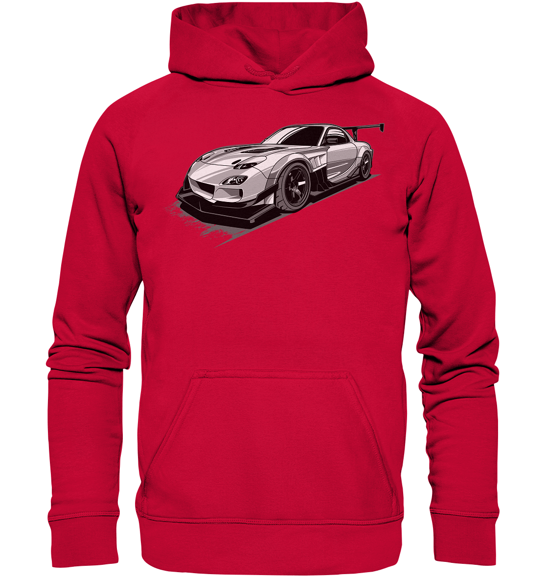 black and white Mazda Rx-7 - Basic Unisex Hoodie - MotoMerch.de