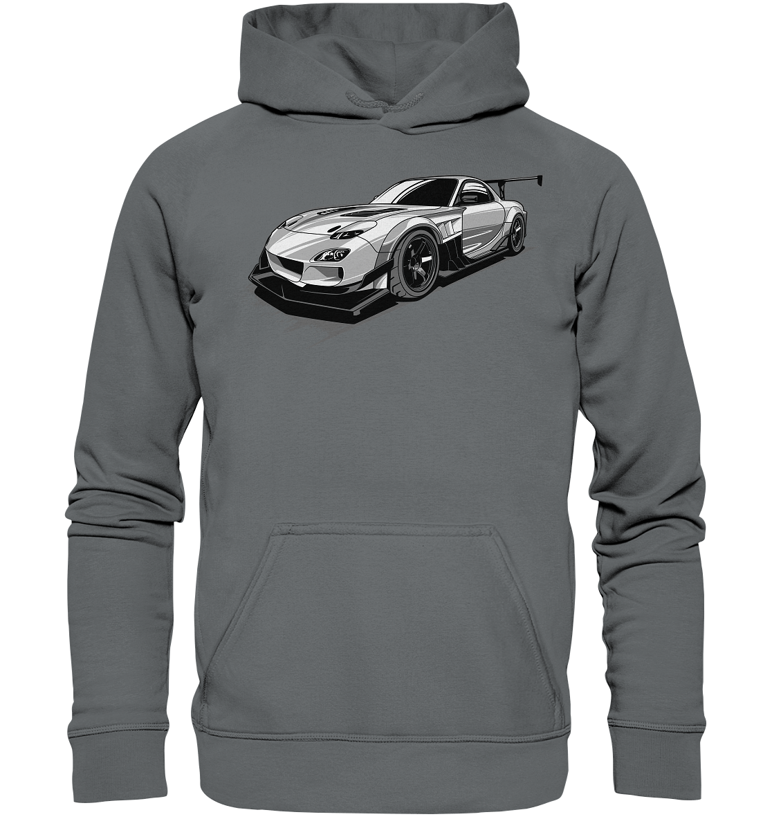 black and white Mazda Rx-7 - Basic Unisex Hoodie - MotoMerch.de