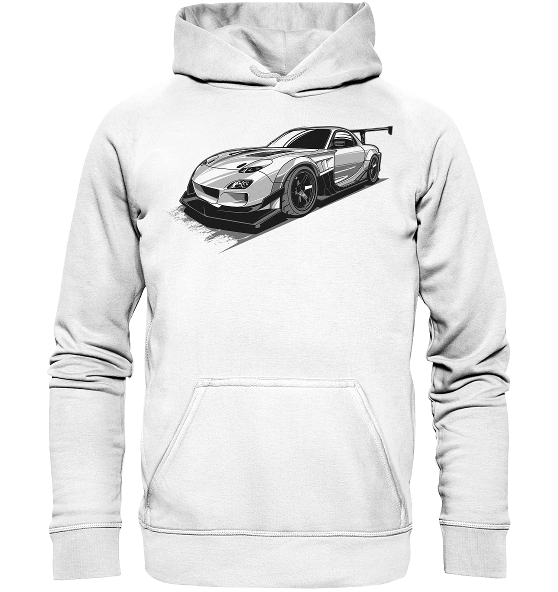 black and white Mazda Rx-7 - Basic Unisex Hoodie - MotoMerch.de