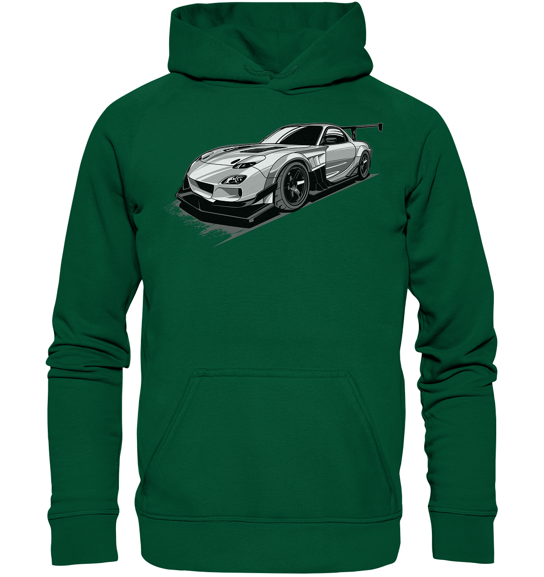 black and white Mazda Rx-7 - Basic Unisex Hoodie - MotoMerch.de