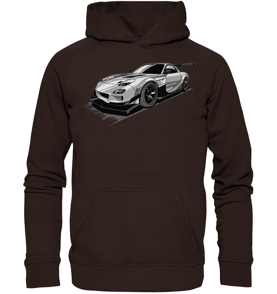 black and white Mazda Rx-7 - Basic Unisex Hoodie - MotoMerch.de