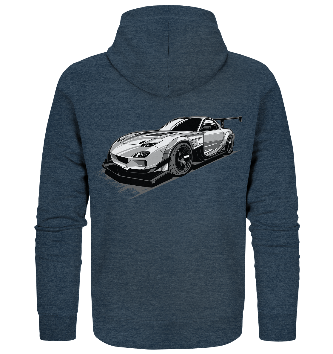 black and white Mazda Rx-7 - Organic Zipper - MotoMerch.de