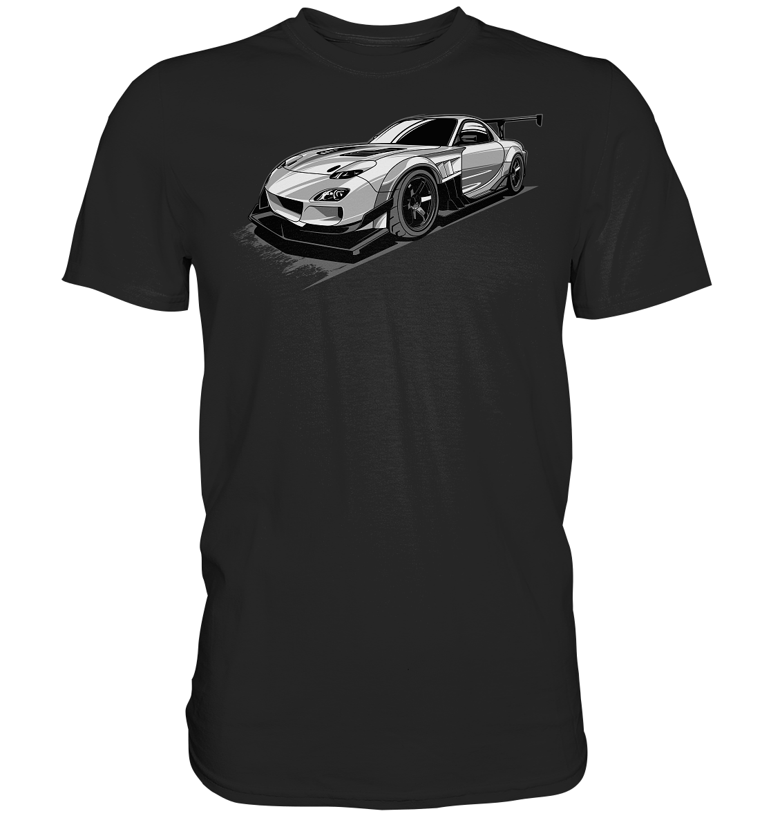 black and white Mazda Rx-7 - Premium Shirt - MotoMerch.de