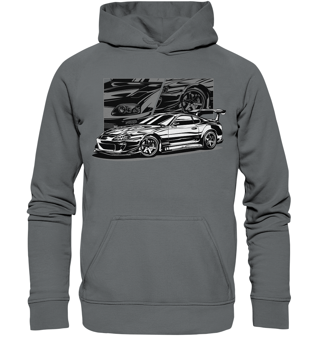 Black and White Supra MK4 - Basic Unisex Hoodie - MotoMerch.de