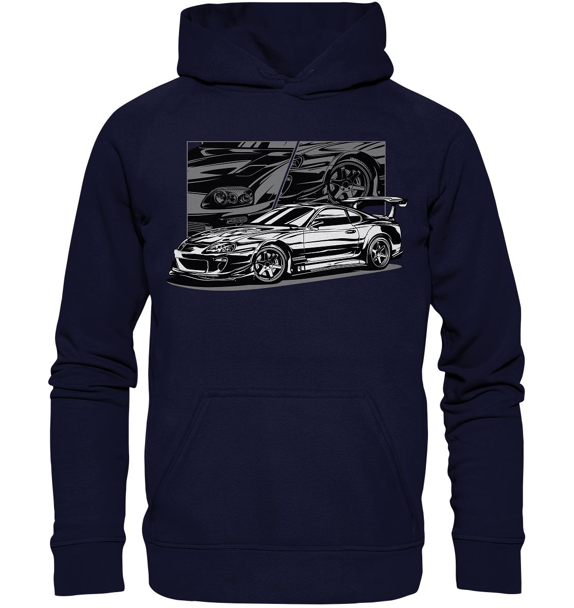 Black and White Supra MK4 - Basic Unisex Hoodie - MotoMerch.de