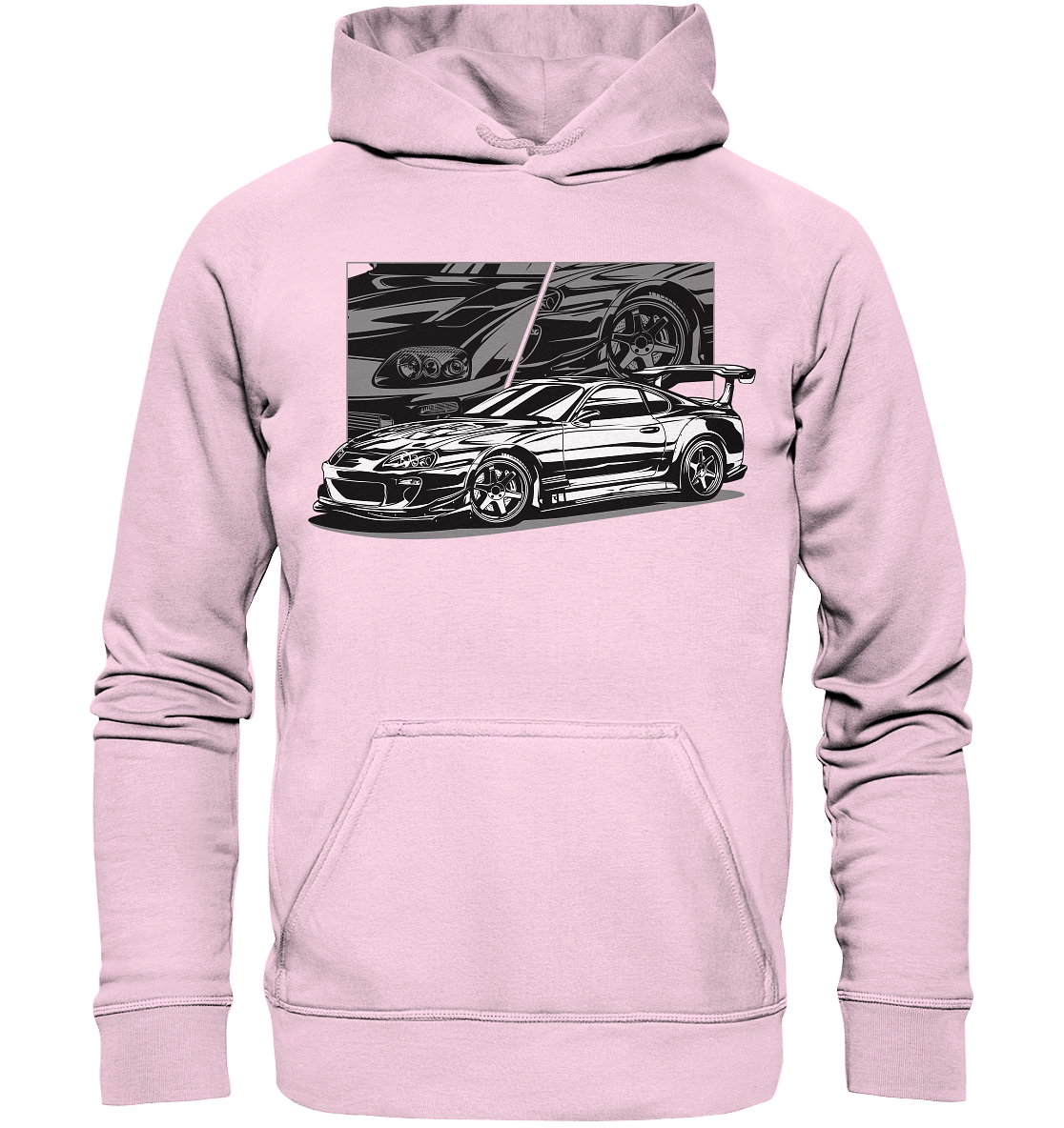 Black and White Supra MK4 - Basic Unisex Hoodie - MotoMerch.de