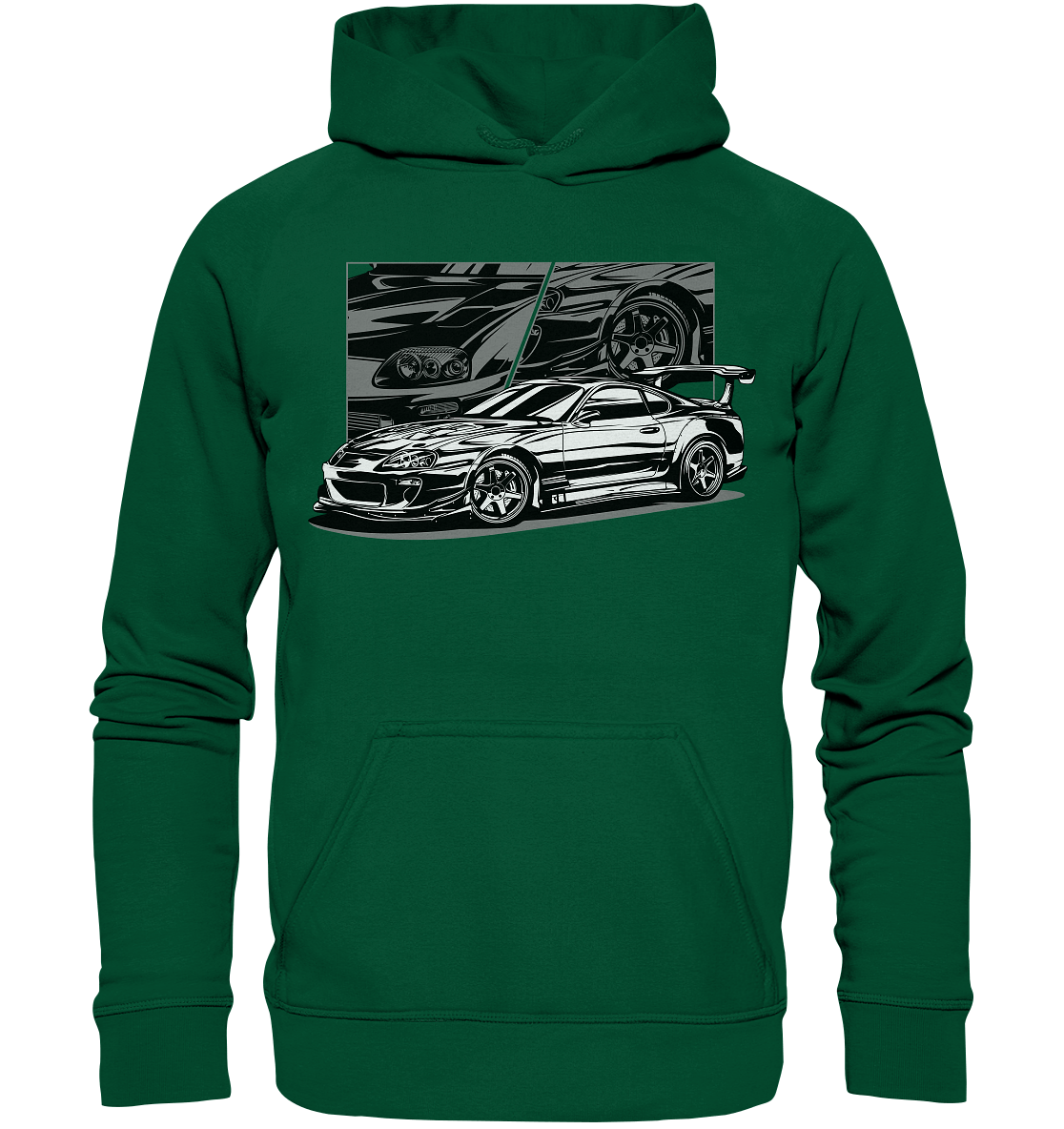 Black and White Supra MK4 - Basic Unisex Hoodie - MotoMerch.de