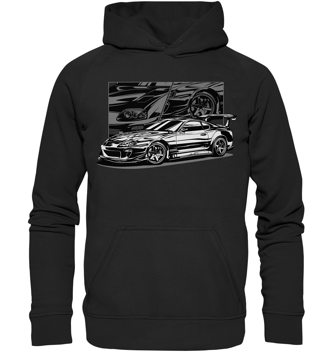 Black and White Supra MK4 - Basic Unisex Hoodie - MotoMerch.de