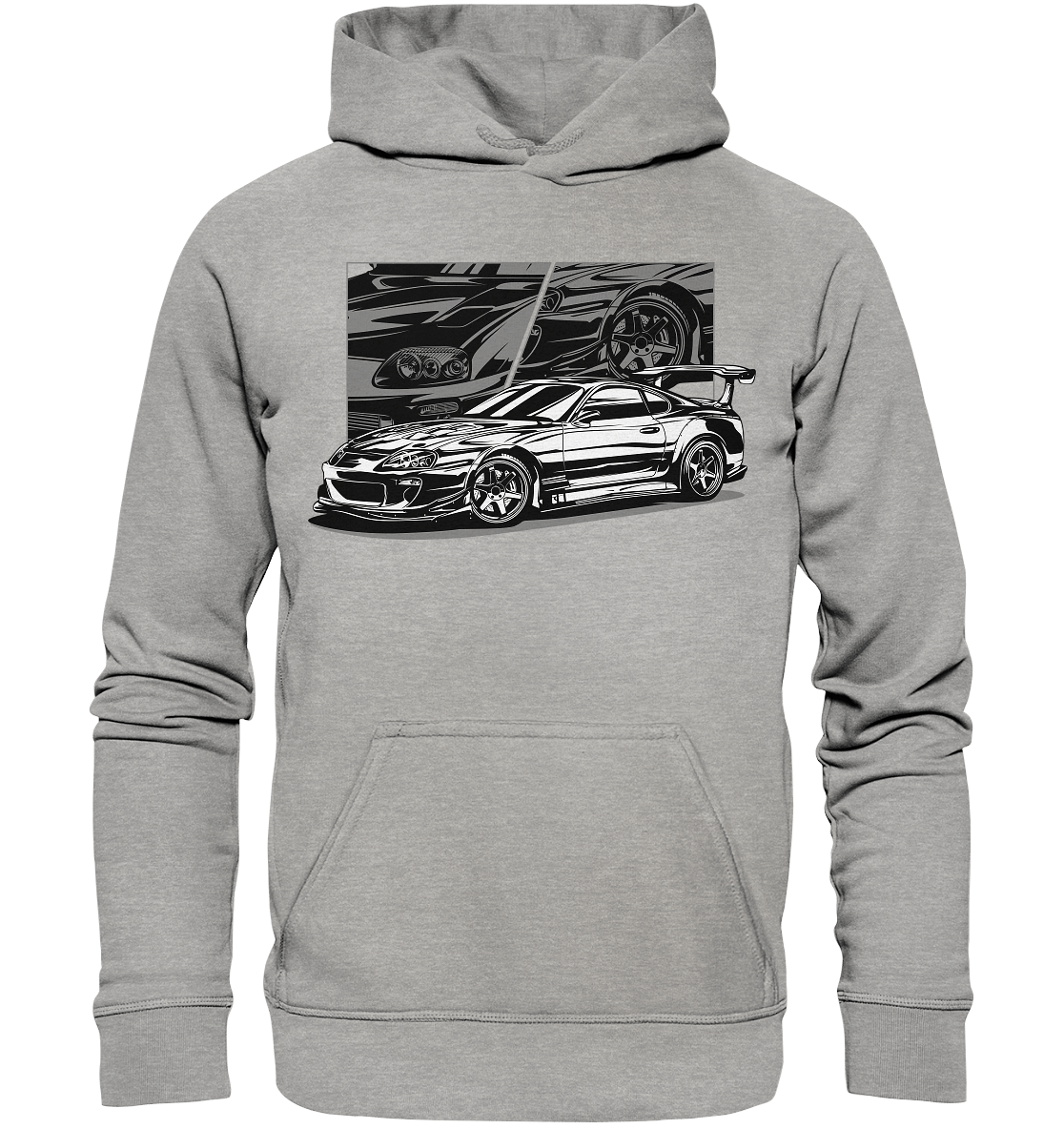 Black and White Supra MK4 - Basic Unisex Hoodie - MotoMerch.de