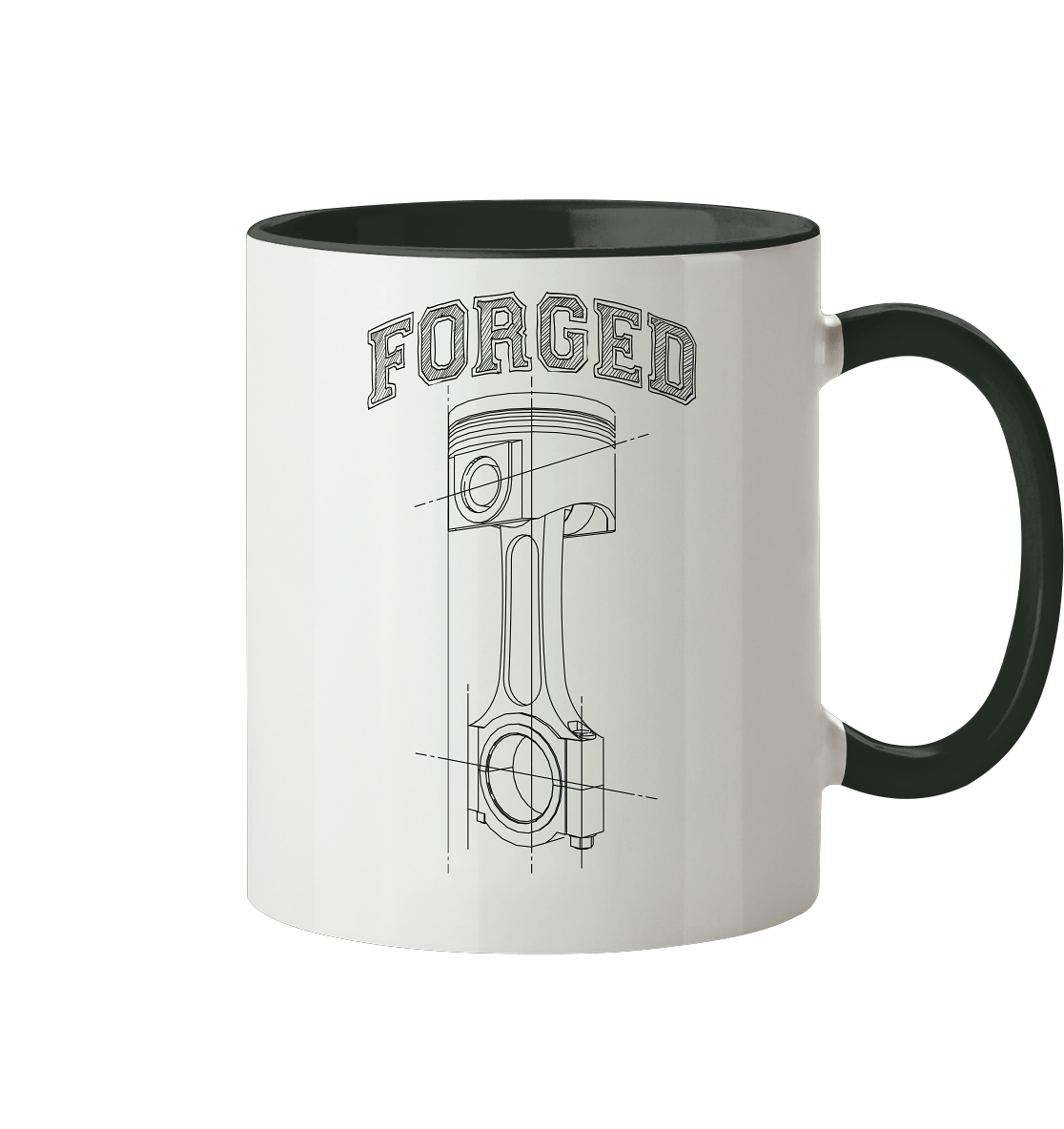 Kolben dunkel - Tasse zweifarbig - MotoMerch.de