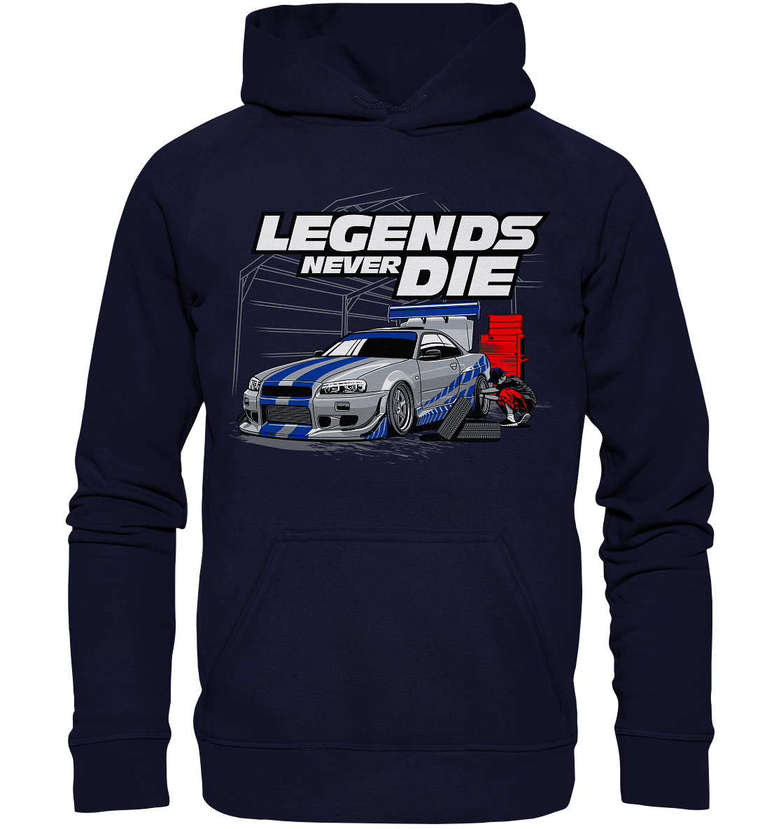 Legends never die R34 GT_R - Basic Unisex Hoodie XL - MotoMerch.de
