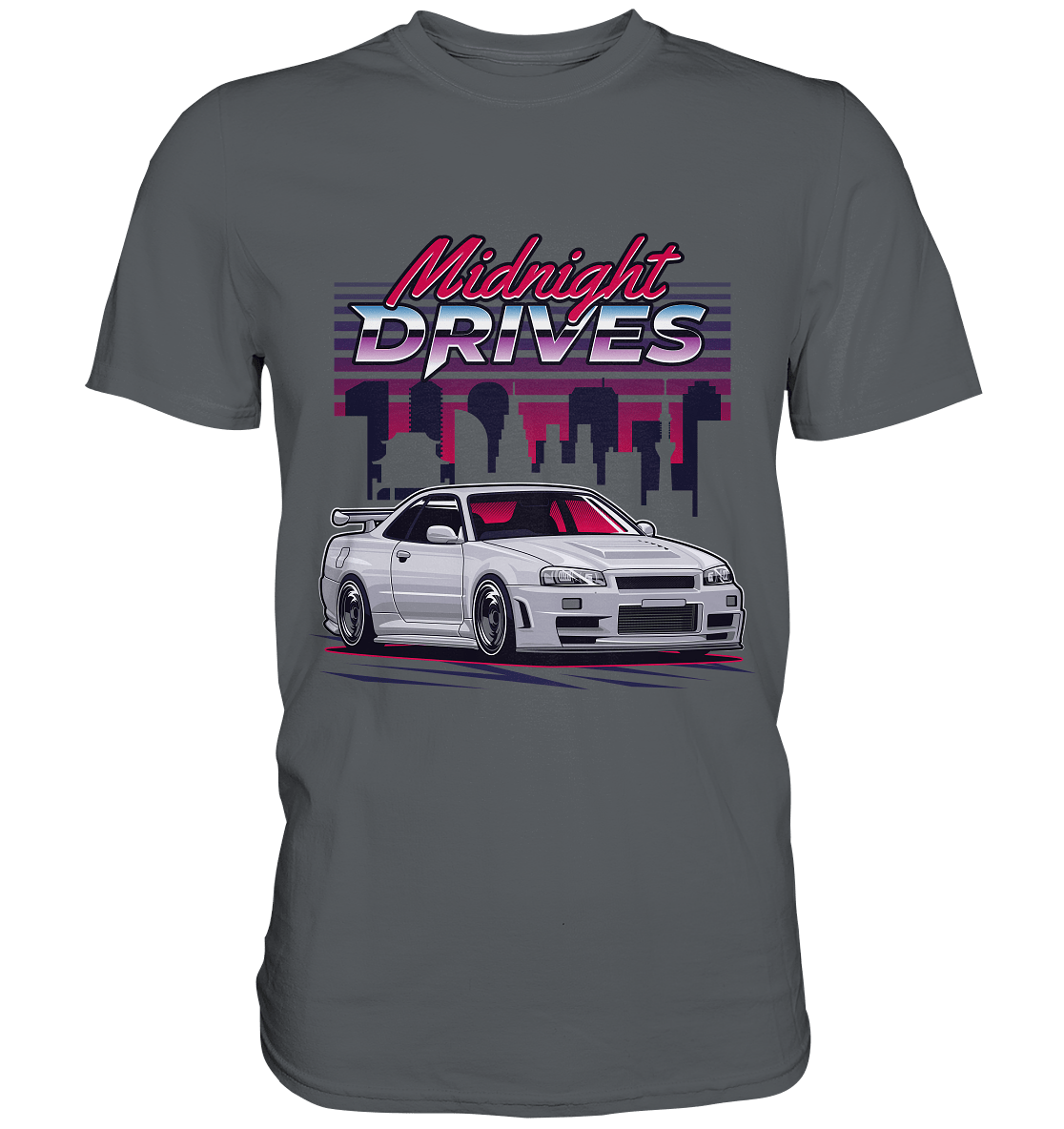 Midnight Drives R34 - Premium Shirt - MotoMerch.de