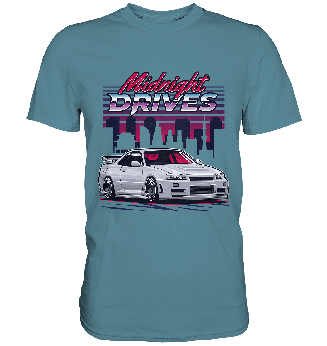 Midnight Drives R34 - Premium Shirt - MotoMerch.de