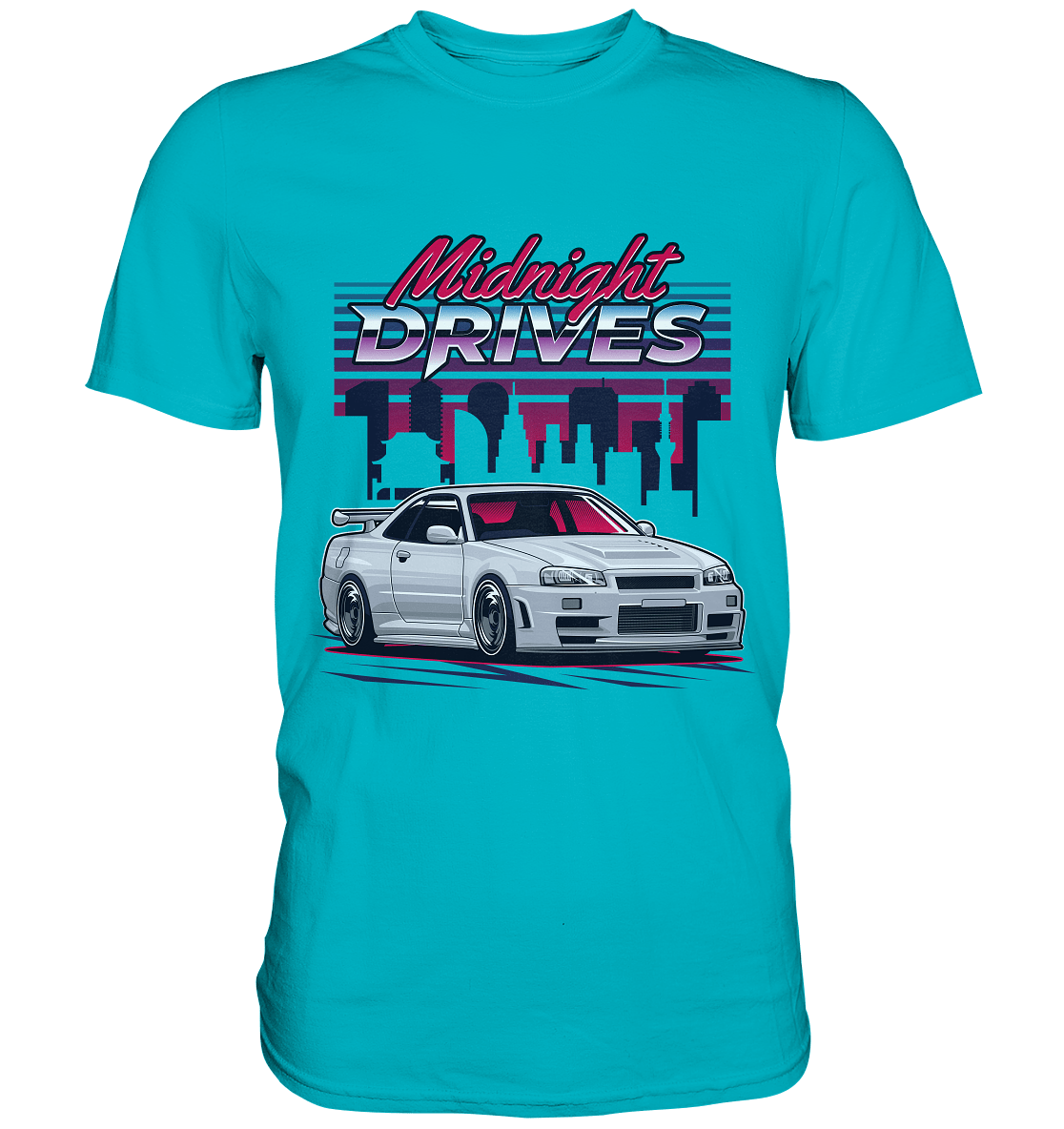 Midnight Drives R34 - Premium Shirt - MotoMerch.de