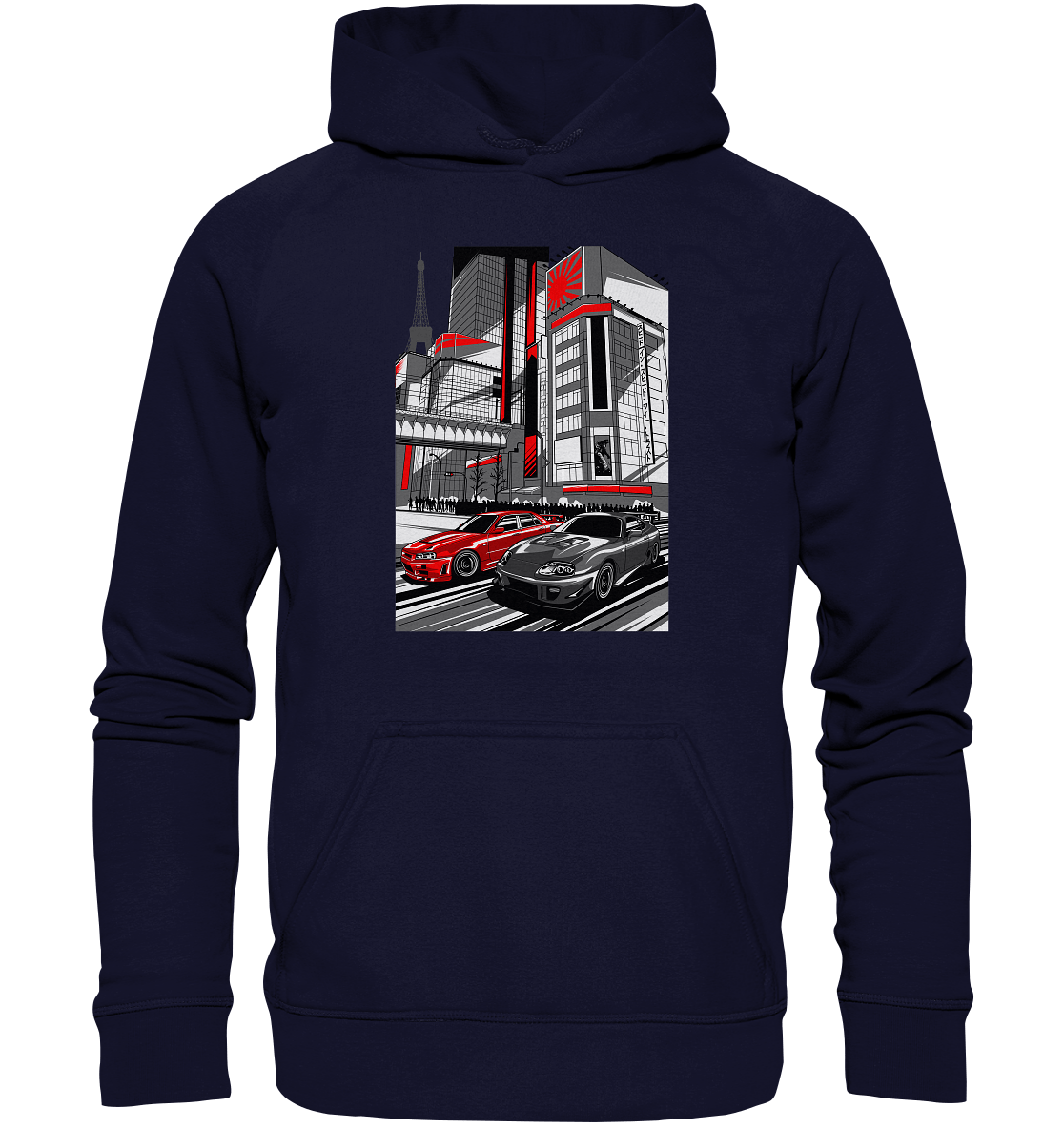 Nihon Nights - R34 vs. MK4 - Basic Unisex Hoodie XL - MotoMerch.de