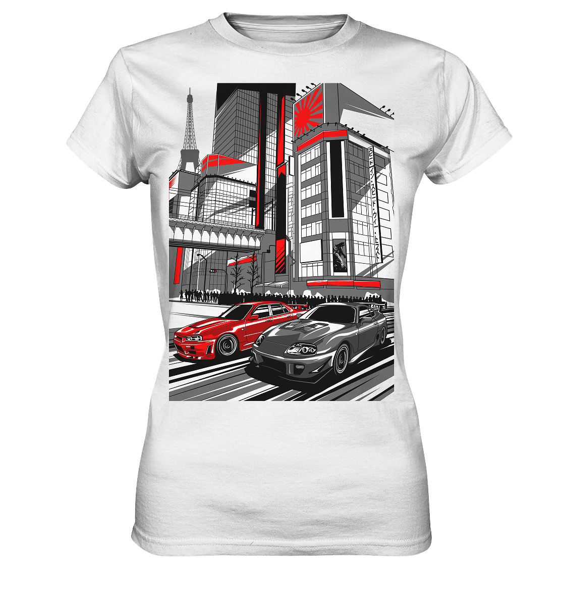 Nihon Nights - R34 vs. MK4 - Ladies Premium Shirt - MotoMerch.de