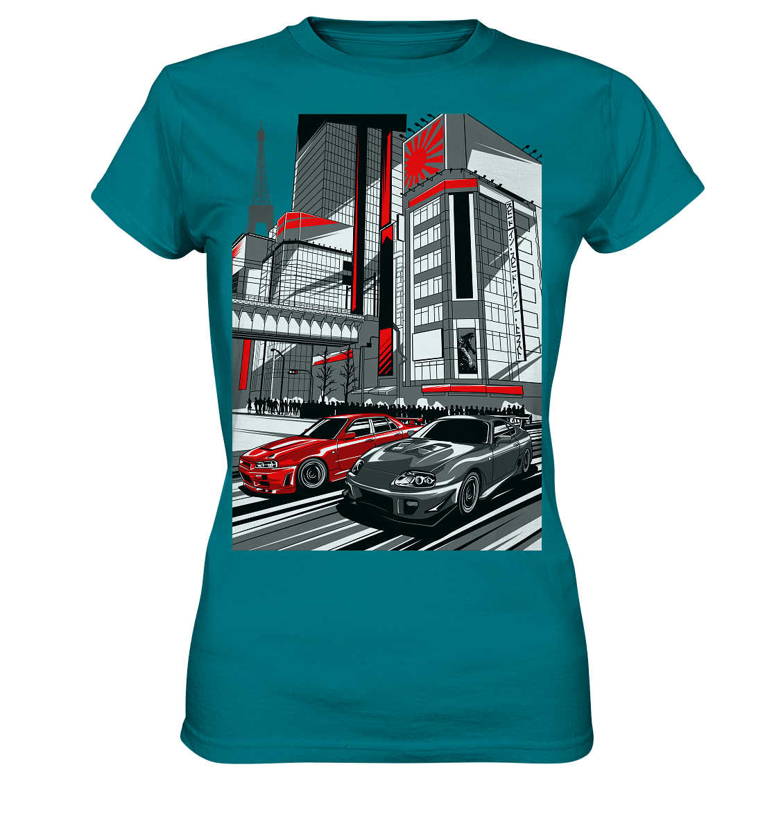 Nihon Nights - R34 vs. MK4 - Ladies Premium Shirt - MotoMerch.de