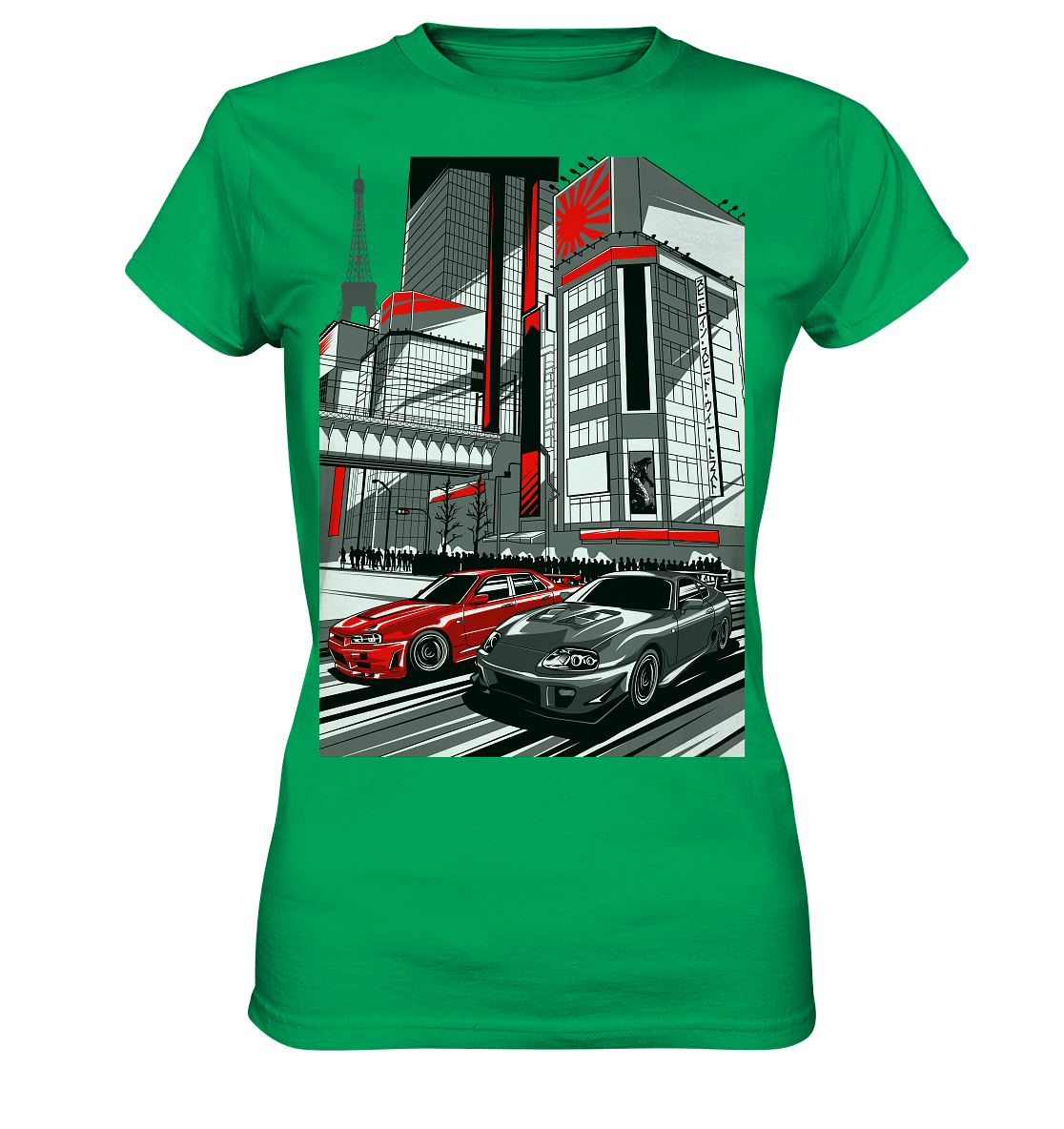 Nihon Nights - R34 vs. MK4 - Ladies Premium Shirt - MotoMerch.de