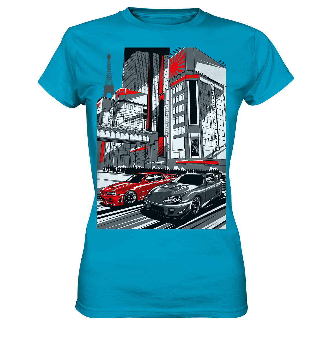 Nihon Nights - R34 vs. MK4 - Ladies Premium Shirt - MotoMerch.de