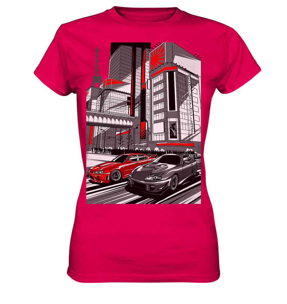 Nihon Nights - R34 vs. MK4 - Ladies Premium Shirt - MotoMerch.de