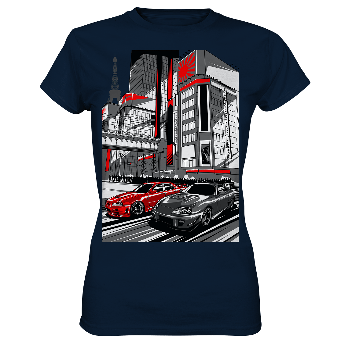 Nihon Nights - R34 vs. MK4 - Ladies Premium Shirt - MotoMerch.de
