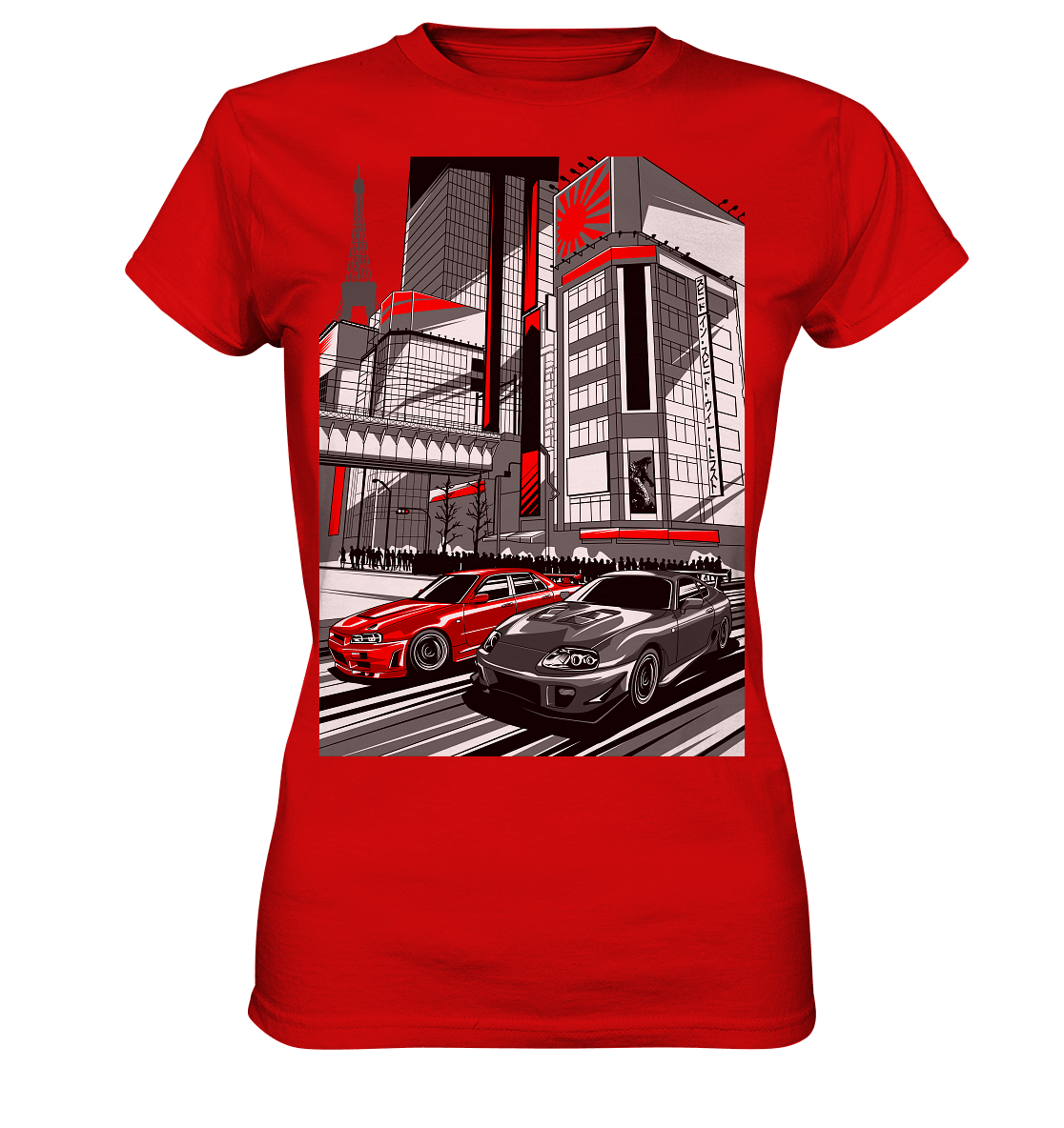 Nihon Nights - R34 vs. MK4 - Ladies Premium Shirt - MotoMerch.de