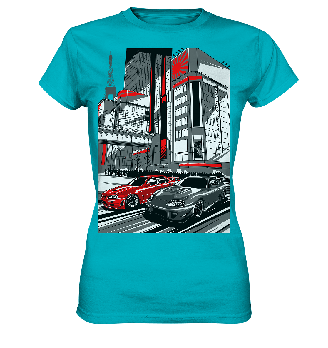 Nihon Nights - R34 vs. MK4 - Ladies Premium Shirt - MotoMerch.de