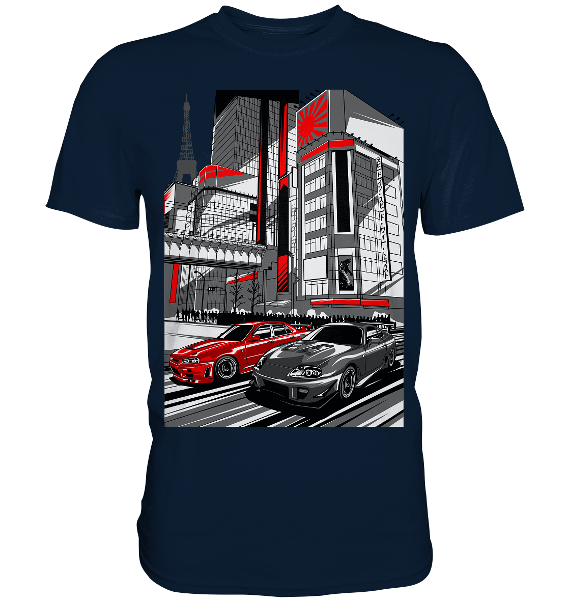 Nihon Nights - R34 vs. MK4 - Premium Shirt - MotoMerch.de