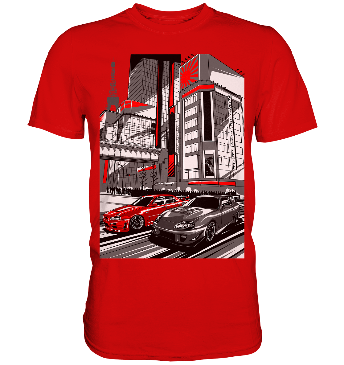 Nihon Nights - R34 vs. MK4 - Premium Shirt - MotoMerch.de