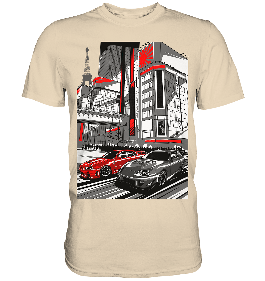 Nihon Nights - R34 vs. MK4 - Premium Shirt - MotoMerch.de