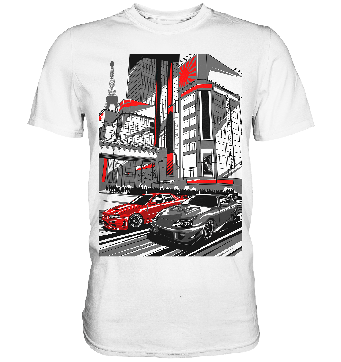 Nihon Nights - R34 vs. MK4 - Premium Shirt - MotoMerch.de