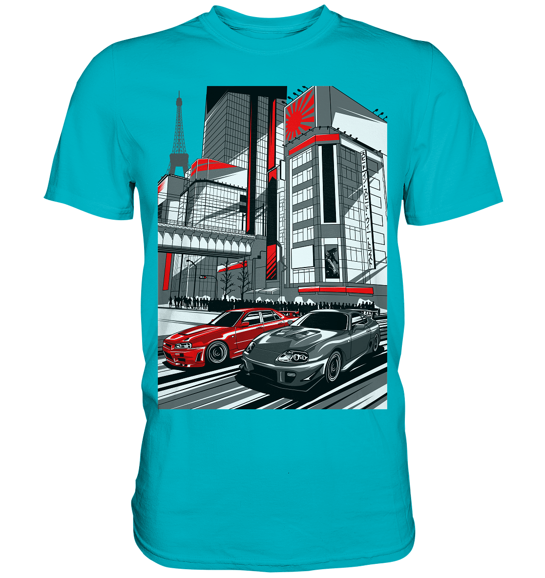 Nihon Nights - R34 vs. MK4 - Premium Shirt - MotoMerch.de