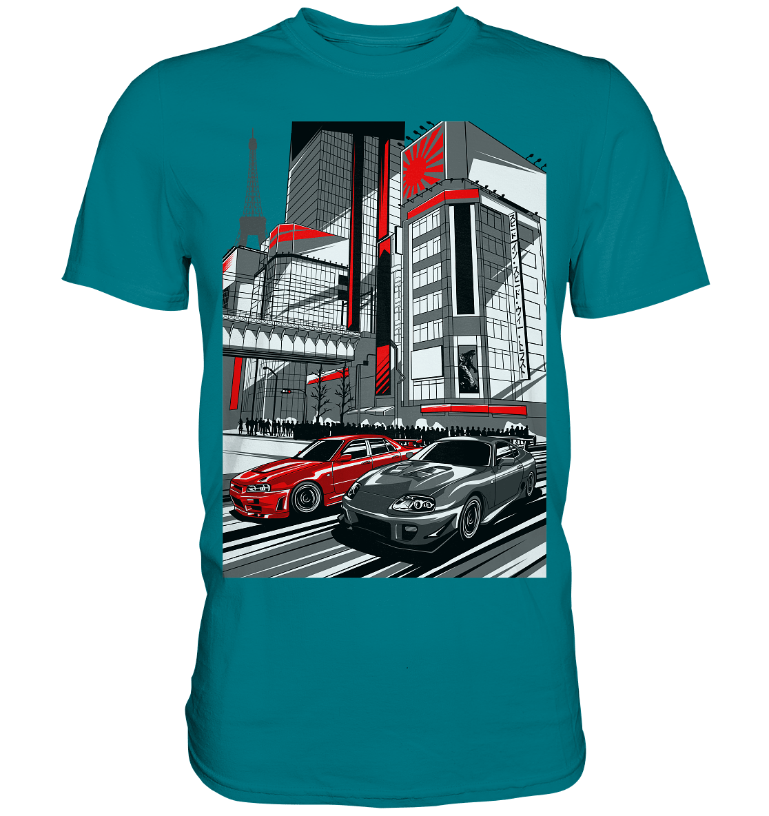 Nihon Nights - R34 vs. MK4 - Premium Shirt - MotoMerch.de