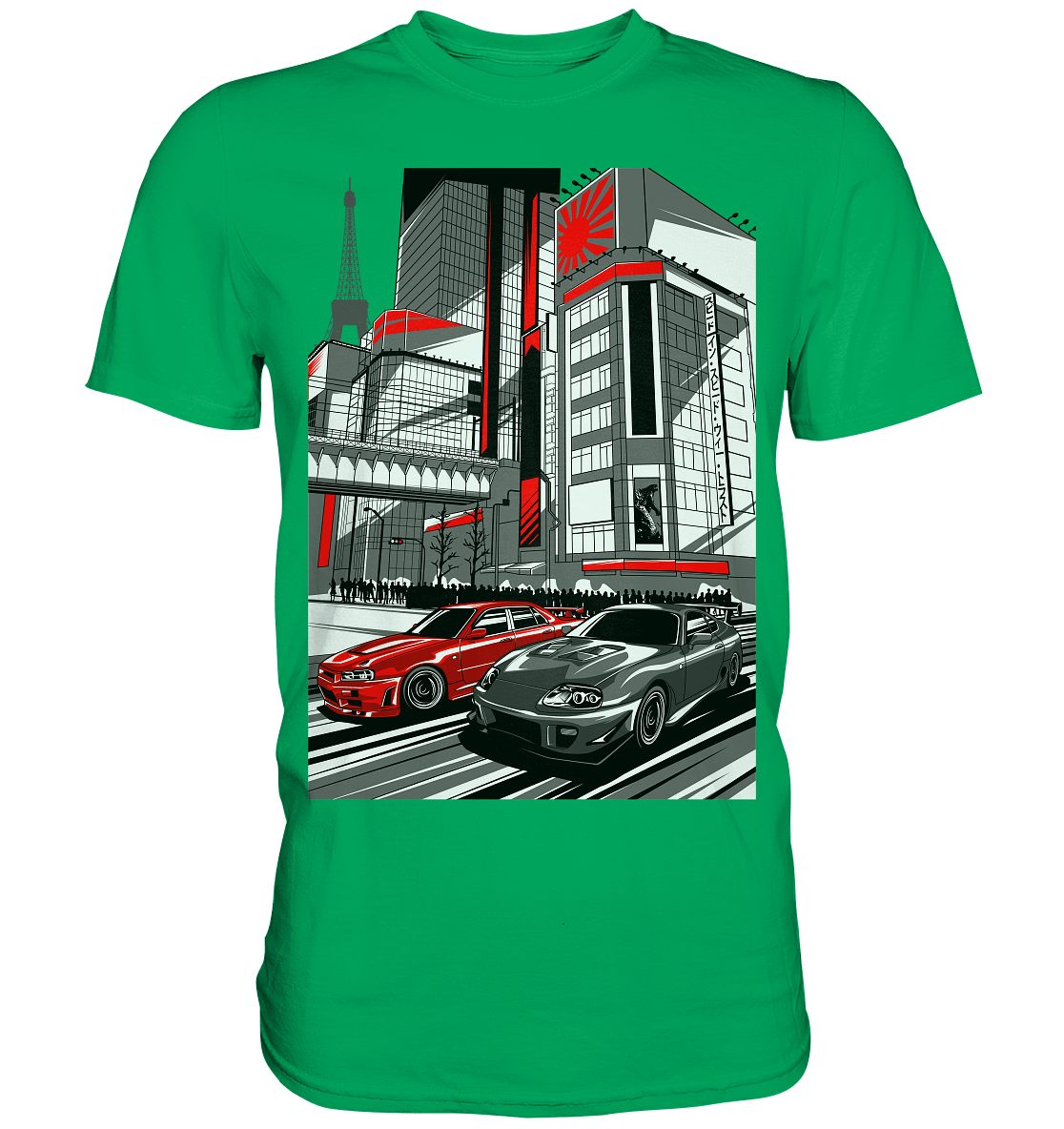Nihon Nights - R34 vs. MK4 - Premium Shirt - MotoMerch.de