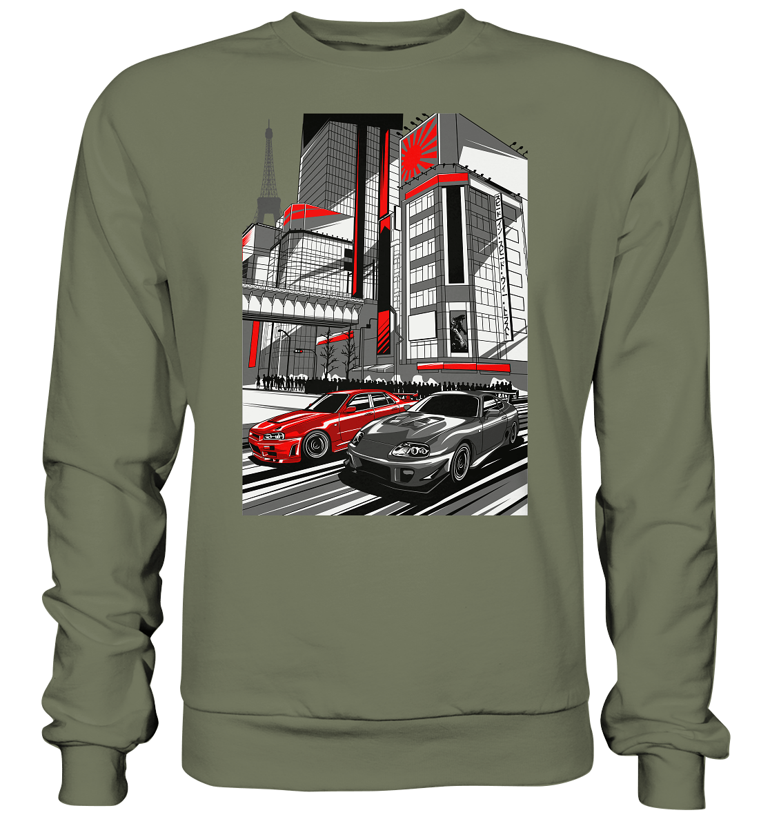 Nihon Nights - R34 vs. MK4 - Premium Sweatshirt - MotoMerch.de