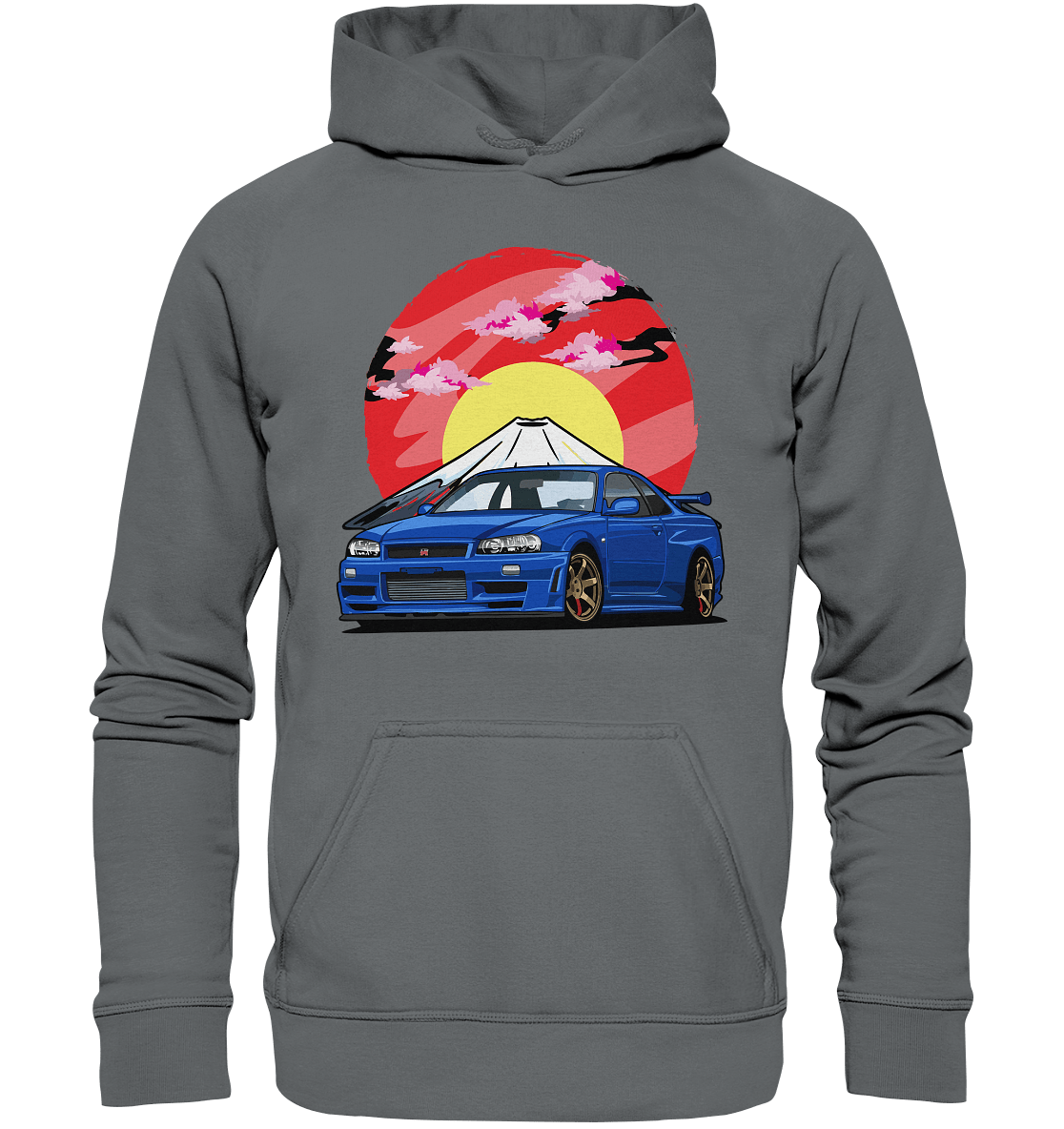 Nissan R34 GT-R Mount Fuji - Basic Unisex Hoodie - MotoMerch.de