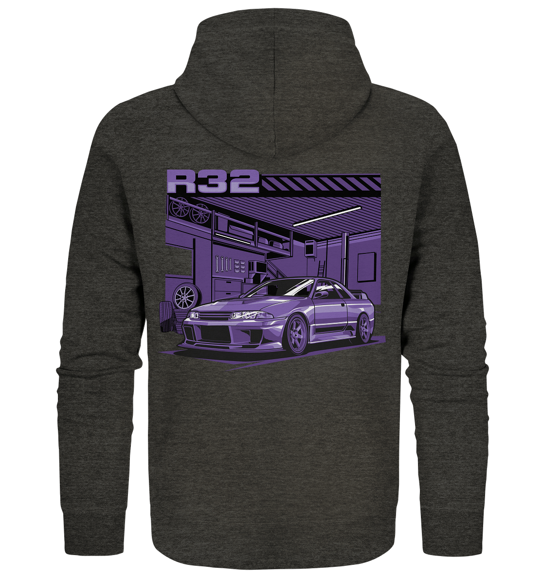 Nissan Skyline R32 Garage - Organic Zipper - MotoMerch.de