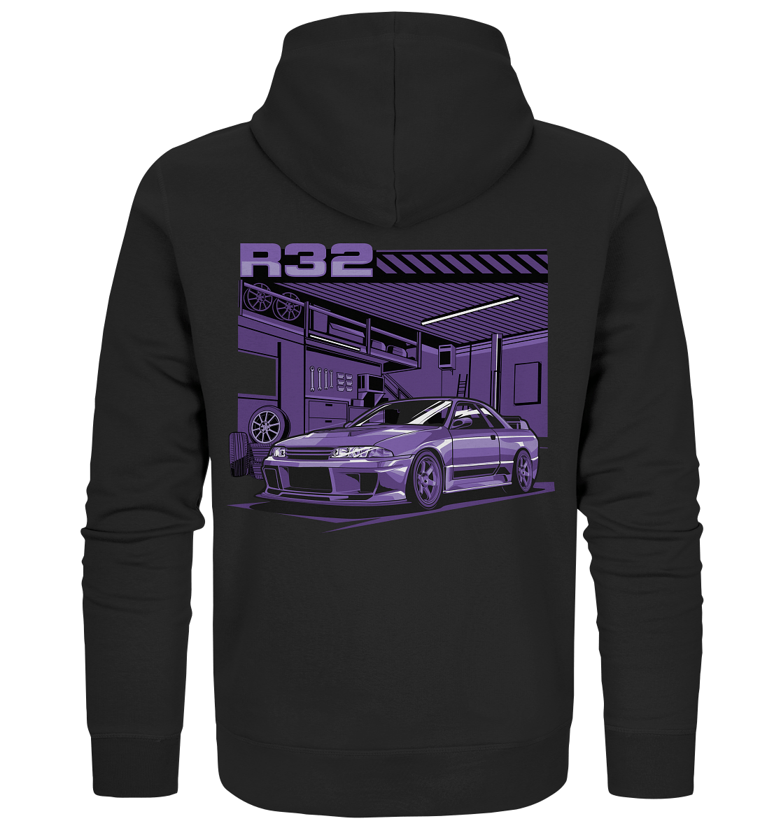 Nissan Skyline R32 Garage - Organic Zipper - MotoMerch.de
