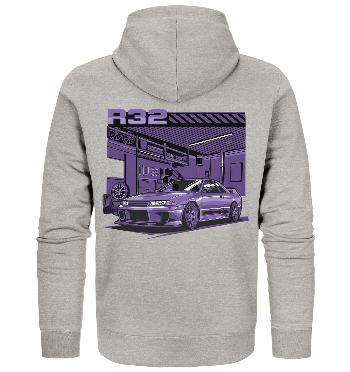 Nissan Skyline R32 Garage - Organic Zipper - MotoMerch.de