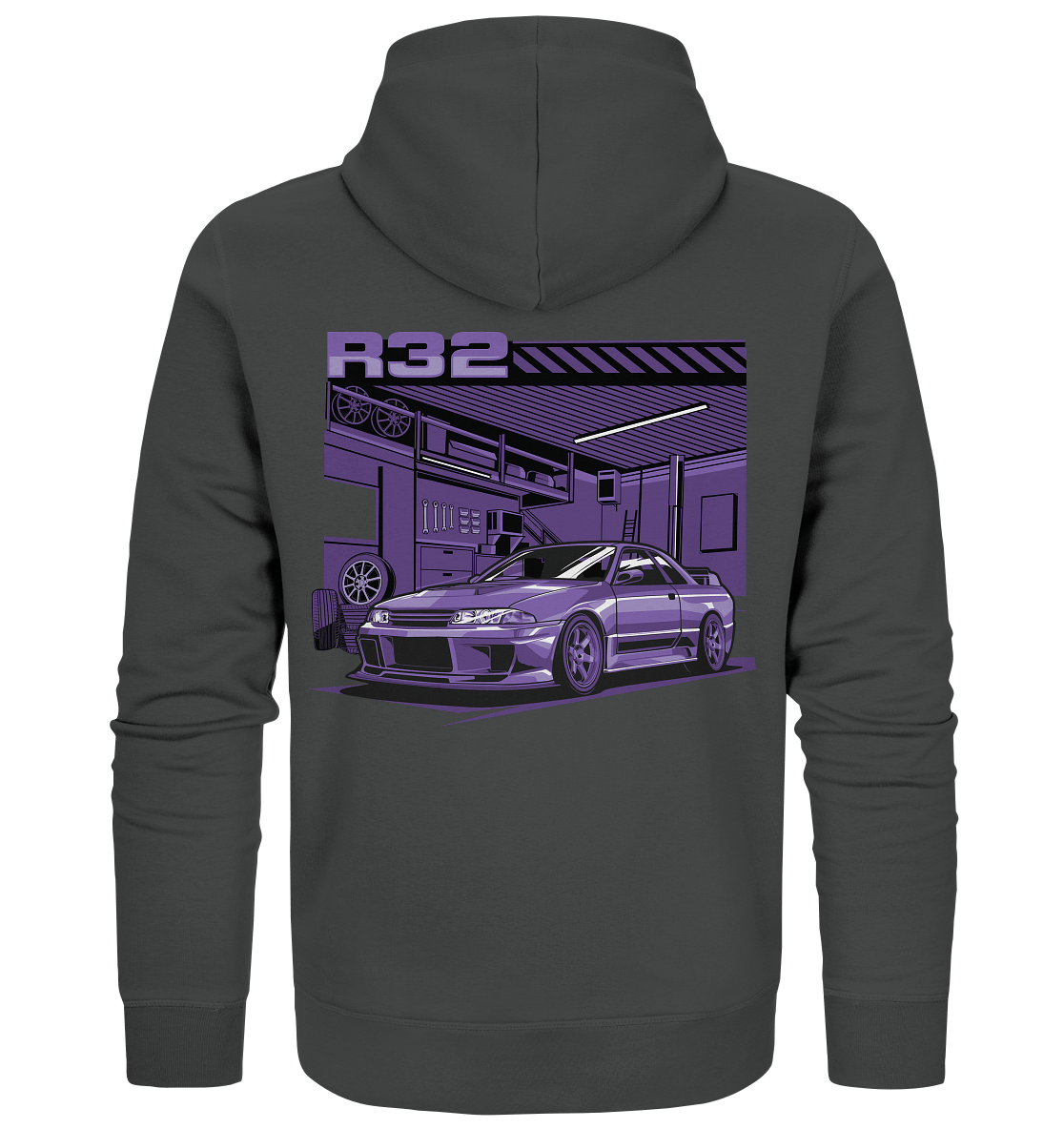 Nissan Skyline R32 Garage - Organic Zipper - MotoMerch.de