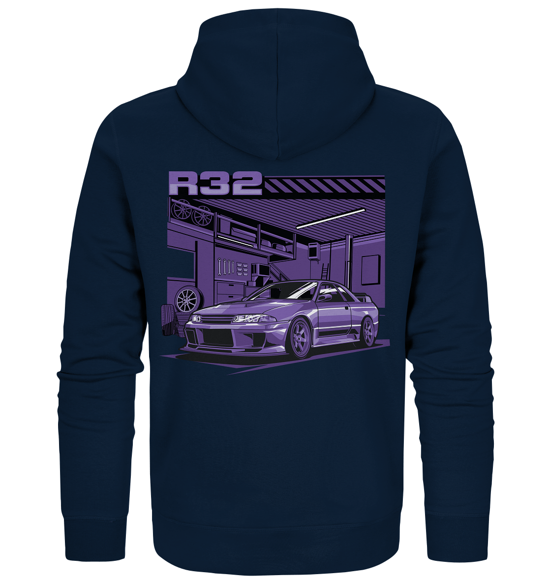 Nissan Skyline R32 Garage - Organic Zipper - MotoMerch.de