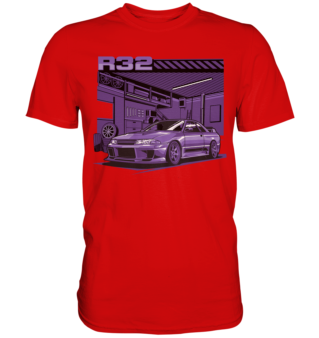 Nissan Skyline R32 Garage - Premium Shirt - MotoMerch.de