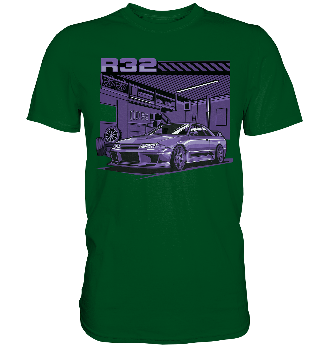 Nissan Skyline R32 Garage - Premium Shirt - MotoMerch.de
