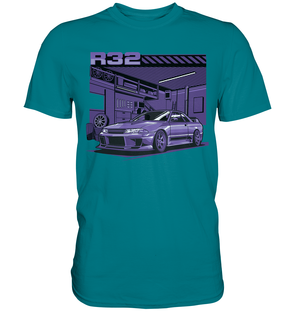 Nissan Skyline R32 Garage - Premium Shirt - MotoMerch.de