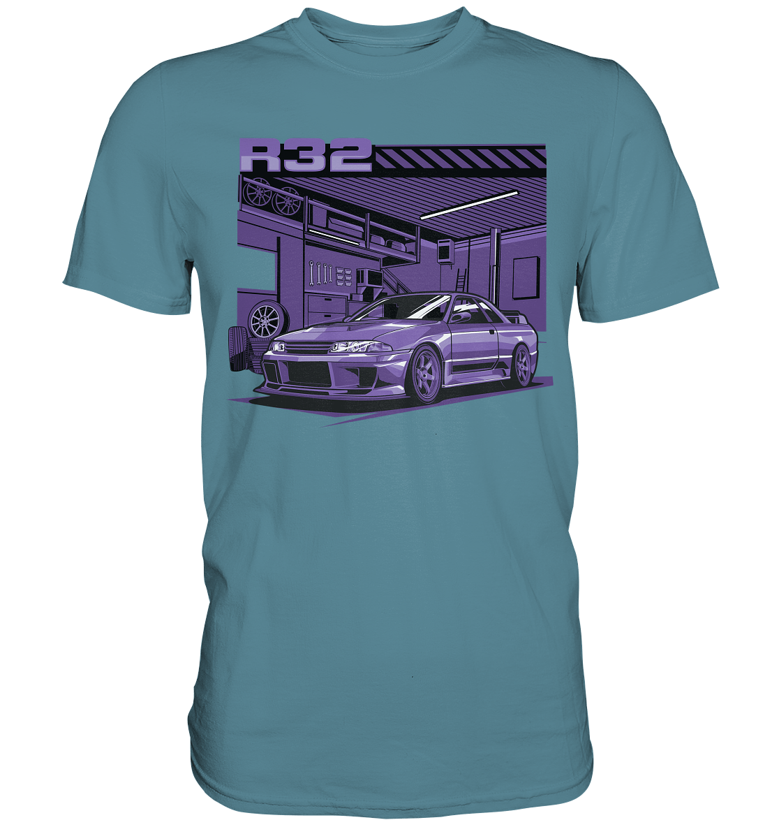 Nissan Skyline R32 Garage - Premium Shirt - MotoMerch.de