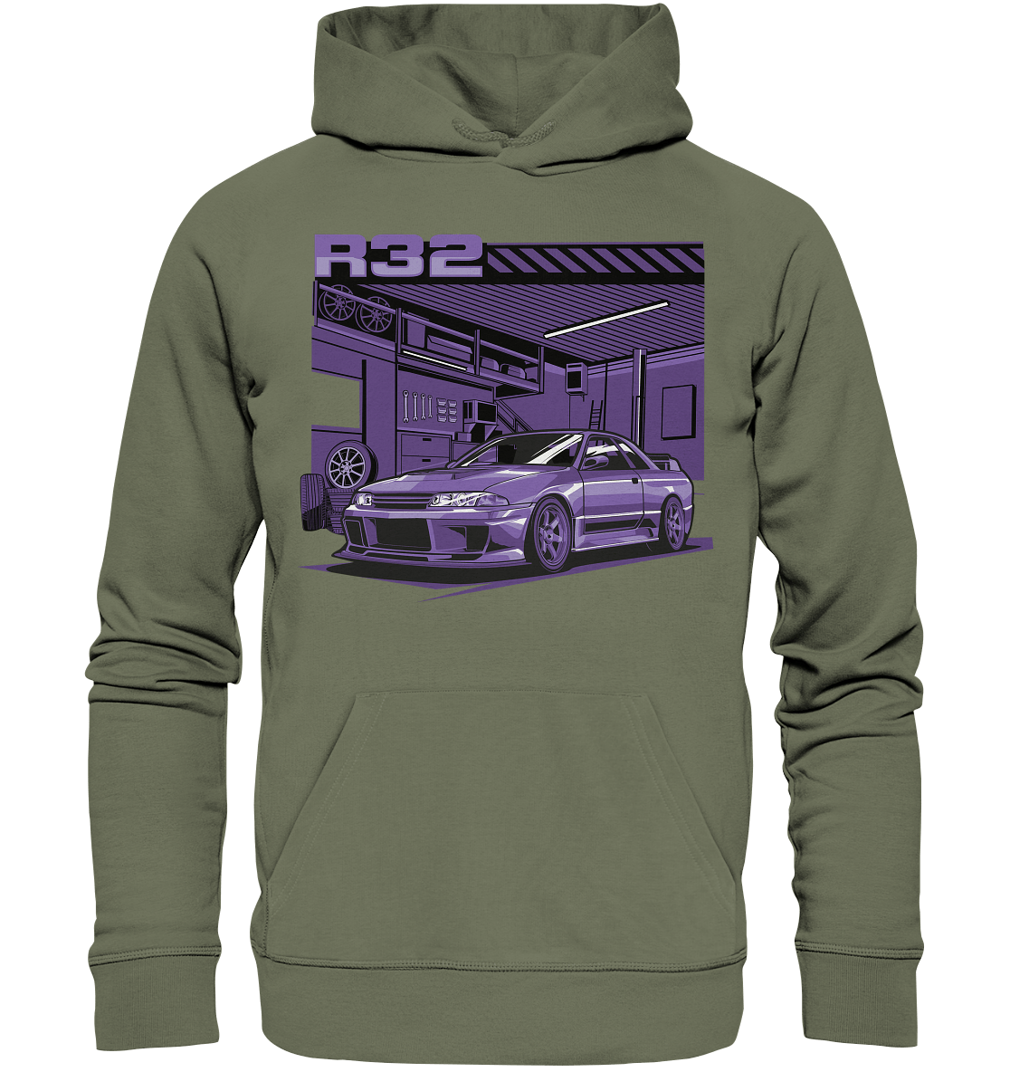 Nissan Skyline R32 Garage - Premium Unisex Hoodie - MotoMerch.de