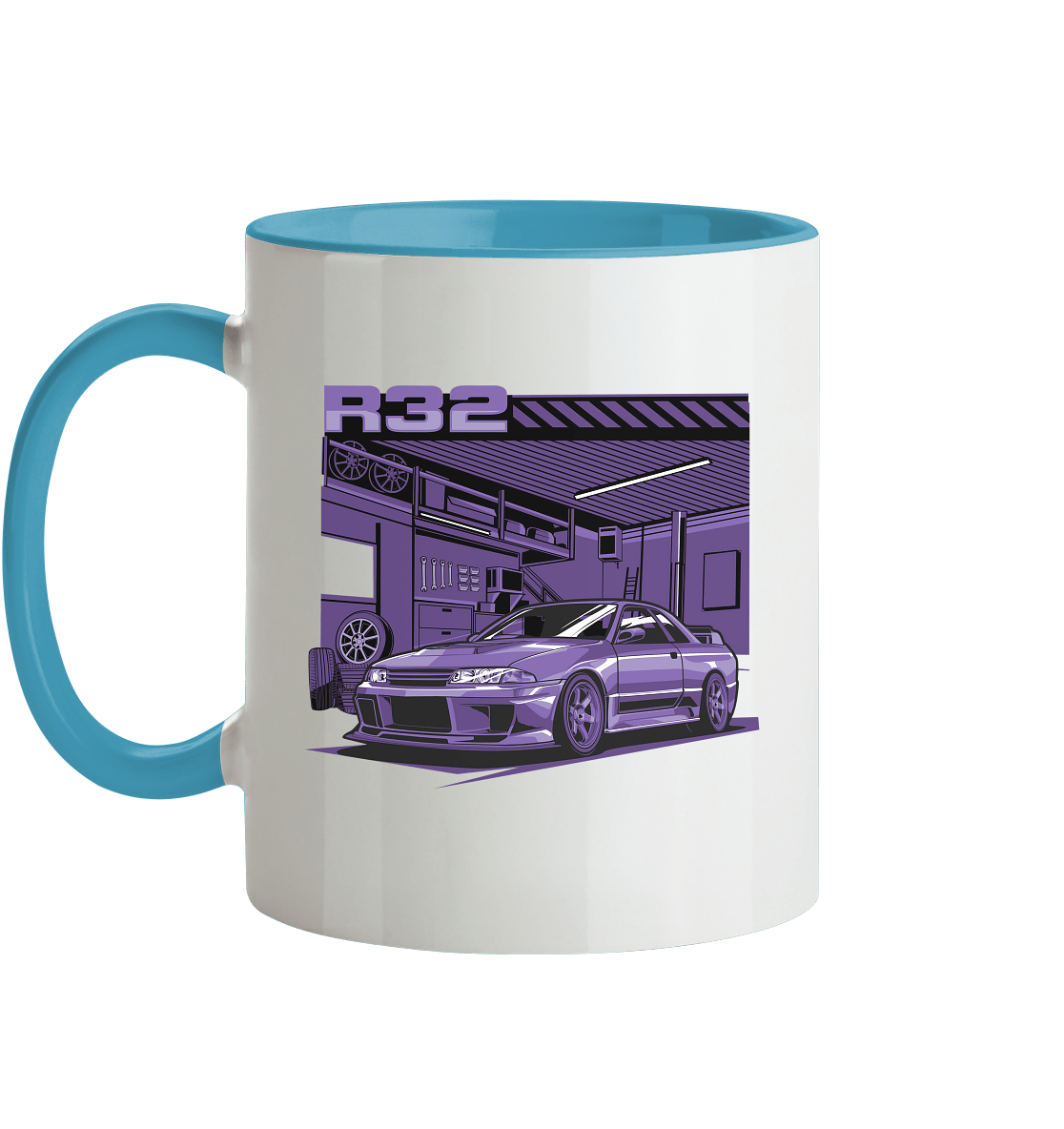 Nissan Skyline R32 Garage - Tasse zweifarbig - MotoMerch.de