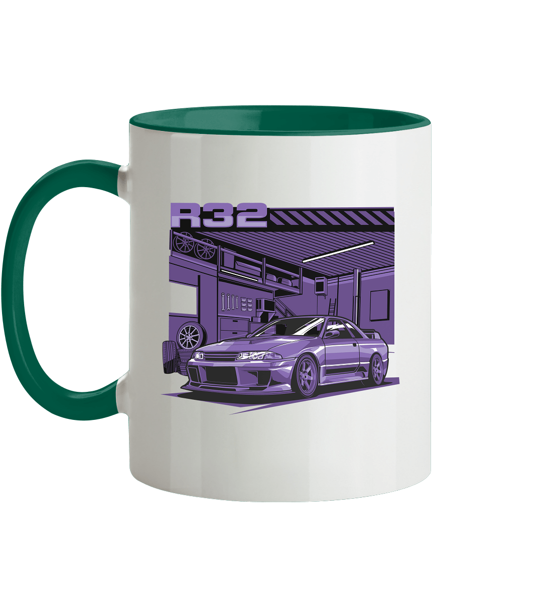 Nissan Skyline R32 Garage - Tasse zweifarbig - MotoMerch.de