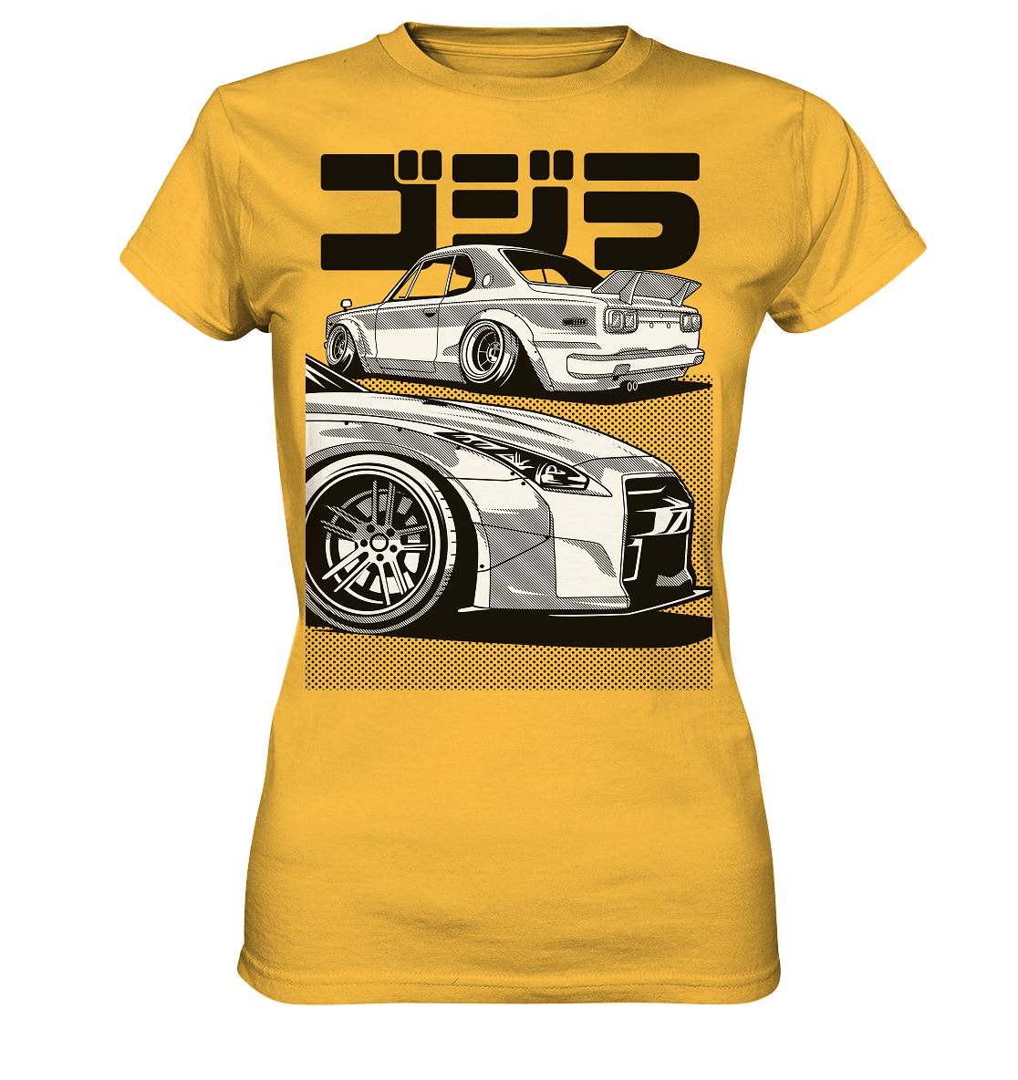 R35 GT-R vs. KPGC10 Skyline - Ladies Premium Shirt - MotoMerch.de