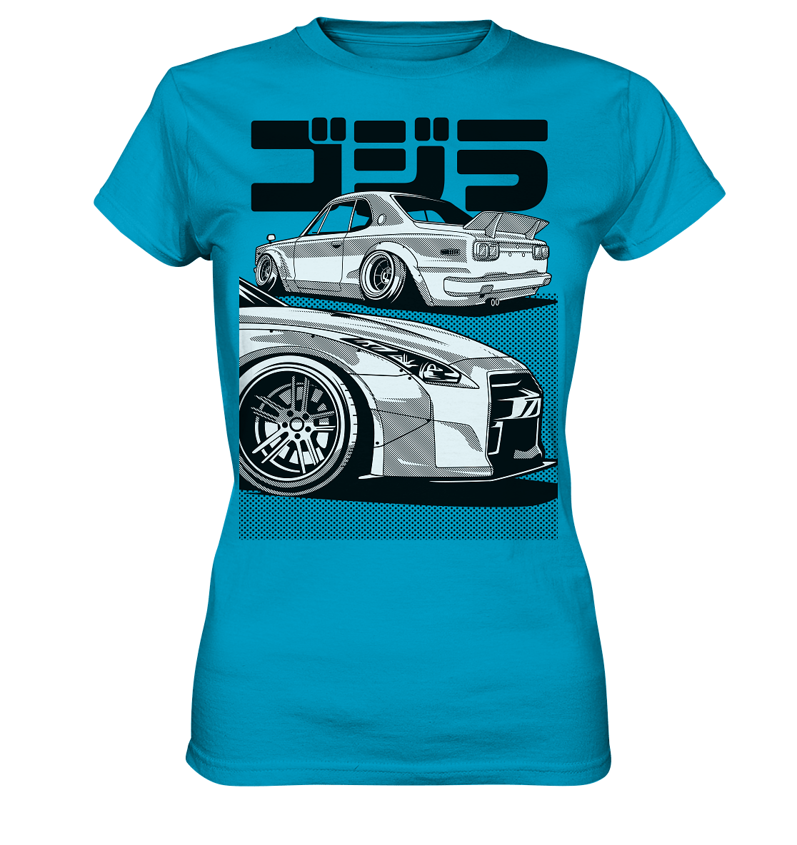 R35 GT-R vs. KPGC10 Skyline - Ladies Premium Shirt - MotoMerch.de